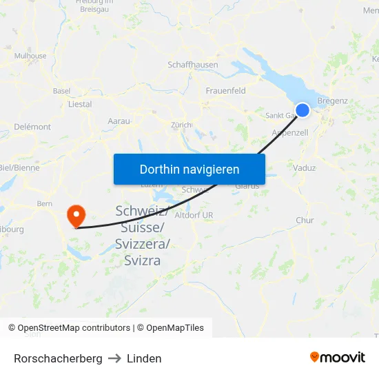 Rorschacherberg to Linden map