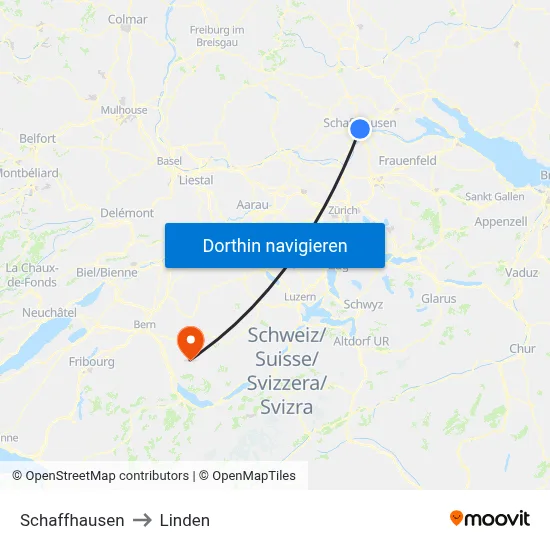 Schaffhausen to Linden map