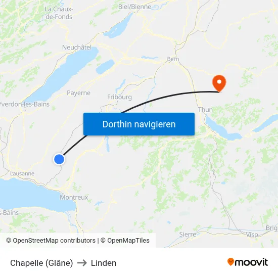 Chapelle (Glâne) to Linden map