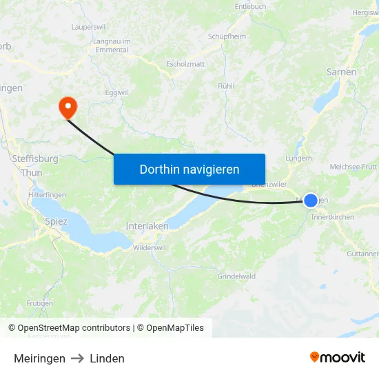 Meiringen to Linden map