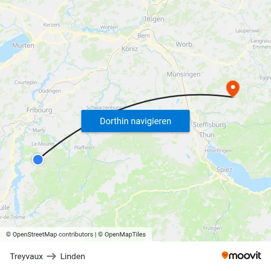Treyvaux to Linden map