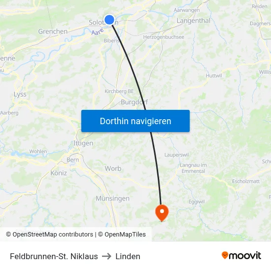Feldbrunnen-St. Niklaus to Linden map