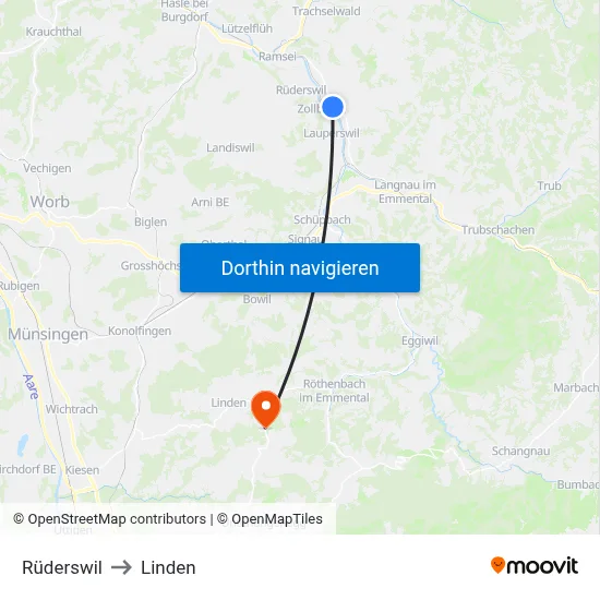 Rüderswil to Linden map