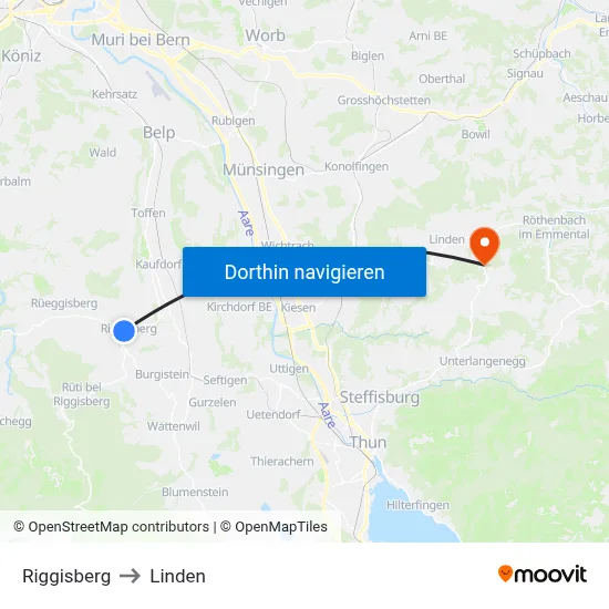 Riggisberg to Linden map
