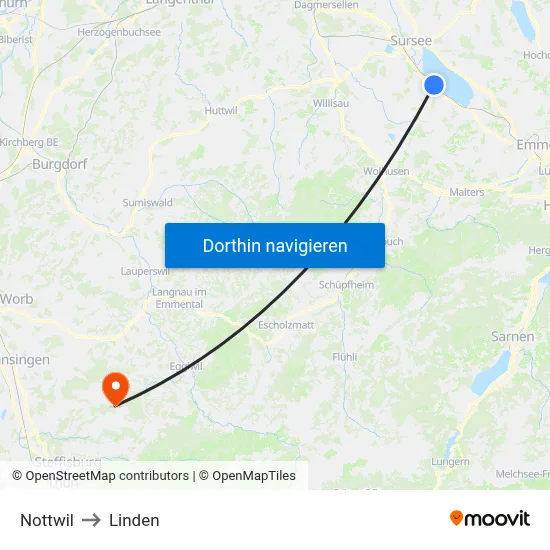 Nottwil to Linden map