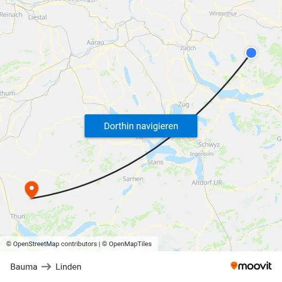 Bauma to Linden map