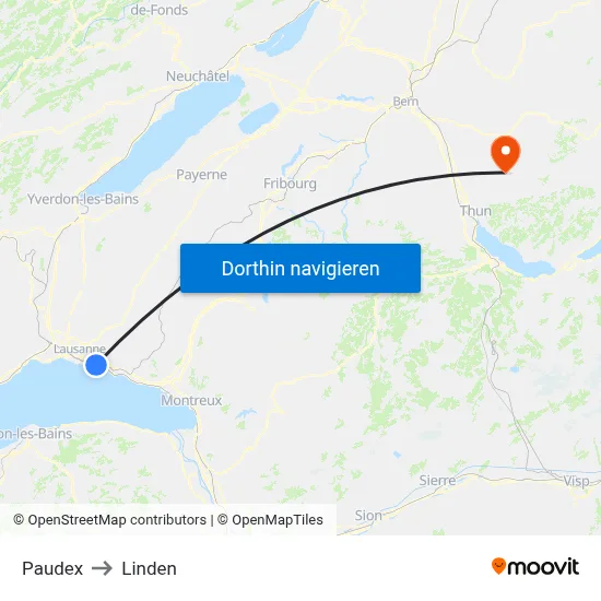 Paudex to Linden map