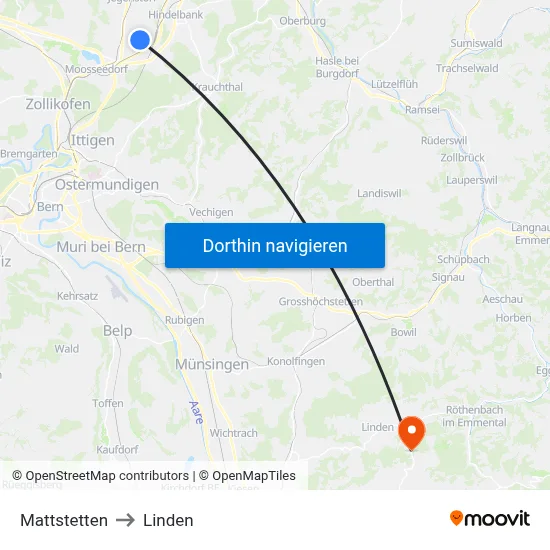 Mattstetten to Linden map