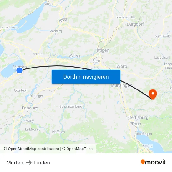 Murten to Linden map