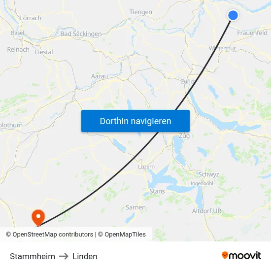 Stammheim to Linden map