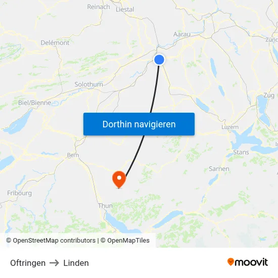 Oftringen to Linden map