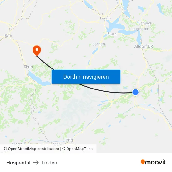 Hospental to Linden map