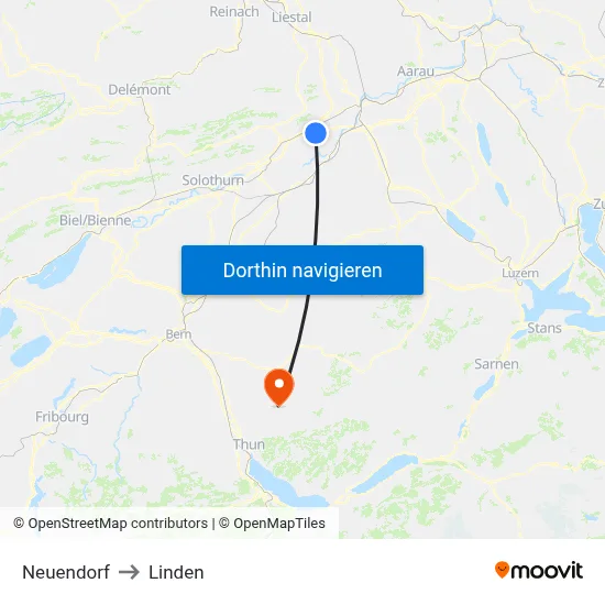 Neuendorf to Linden map