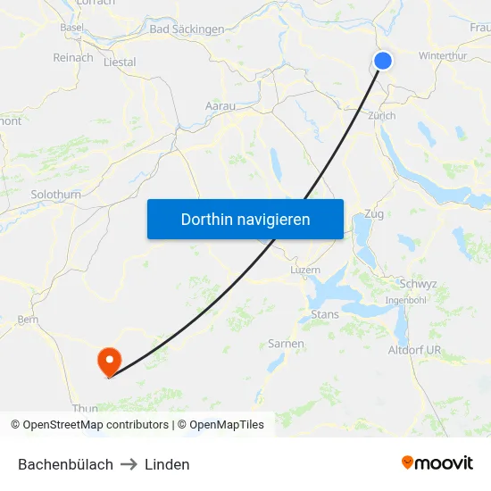 Bachenbülach to Linden map