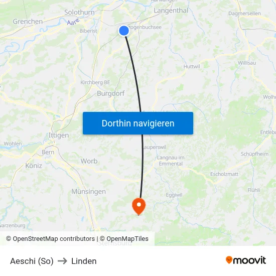 Aeschi (So) to Linden map