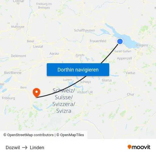 Dozwil to Linden map