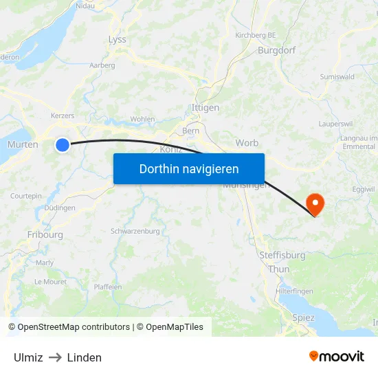 Ulmiz to Linden map