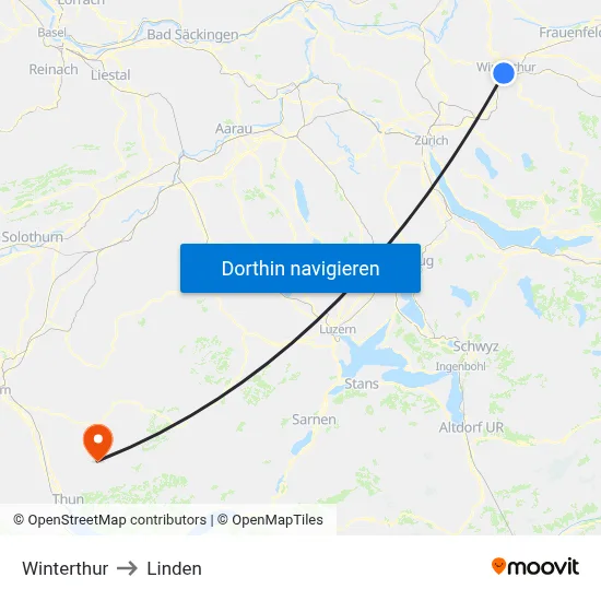Winterthur to Linden map