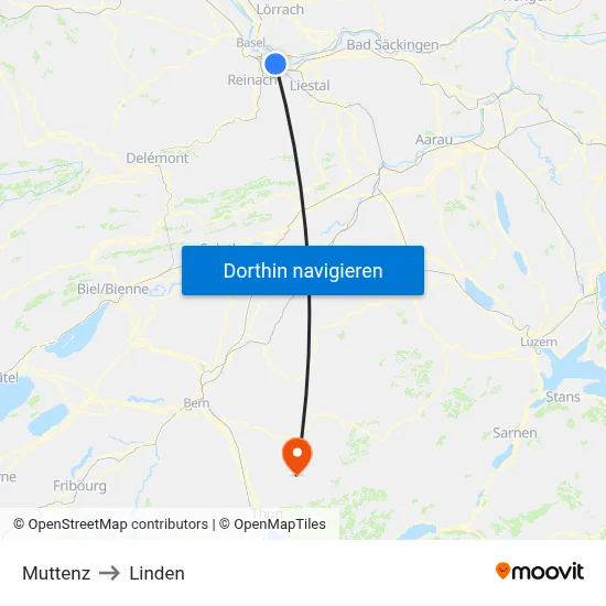 Muttenz to Linden map