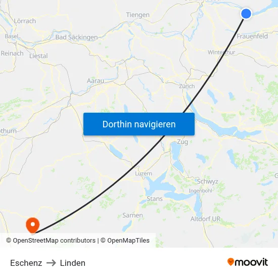 Eschenz to Linden map