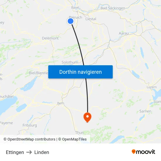 Ettingen to Linden map