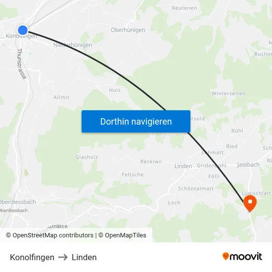 Konolfingen to Linden map