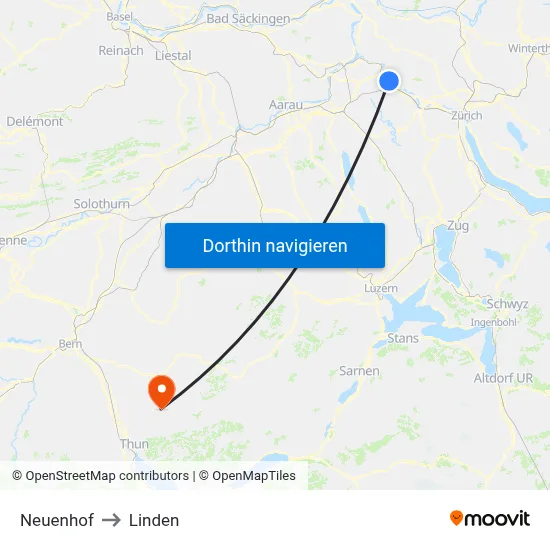 Neuenhof to Linden map