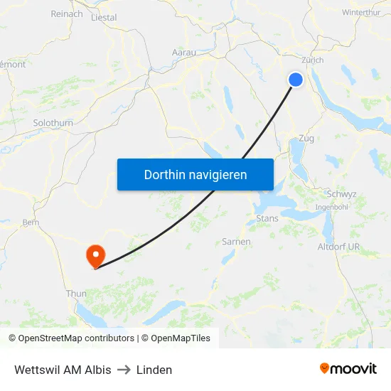 Wettswil AM Albis to Linden map