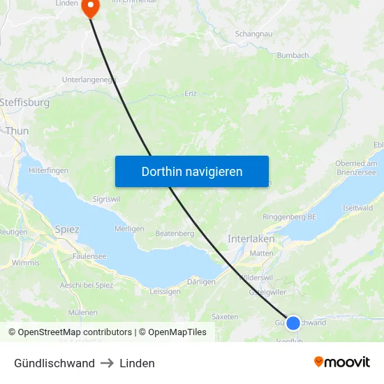 Gündlischwand to Linden map