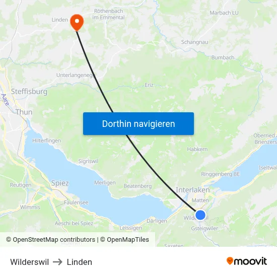 Wilderswil to Linden map