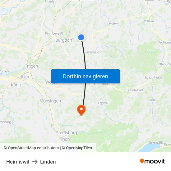 Heimiswil to Linden map