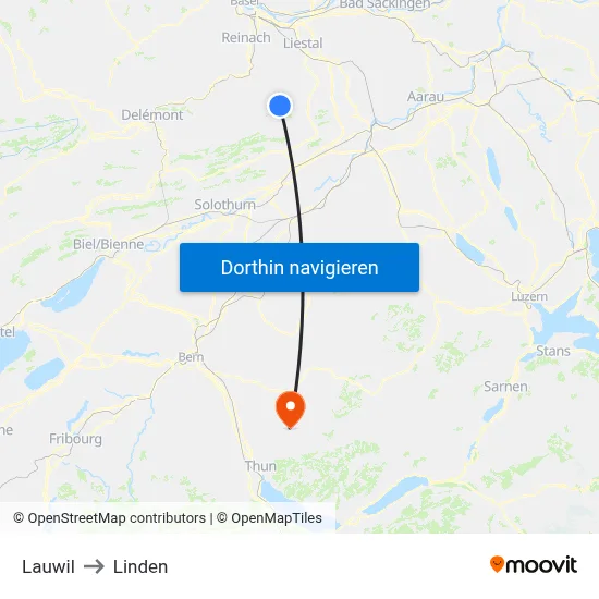 Lauwil to Linden map