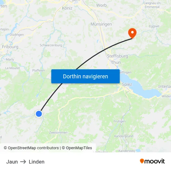 Jaun to Linden map