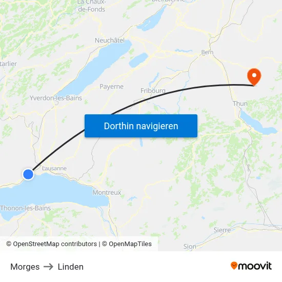 Morges to Linden map