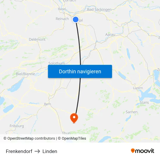 Frenkendorf to Linden map