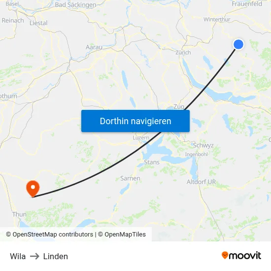 Wila to Linden map
