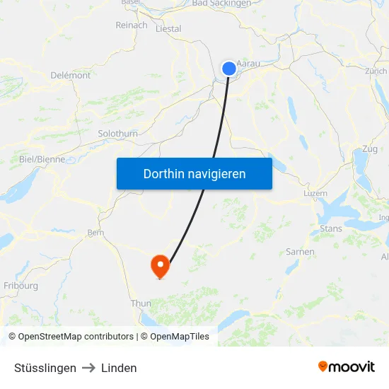 Stüsslingen to Linden map