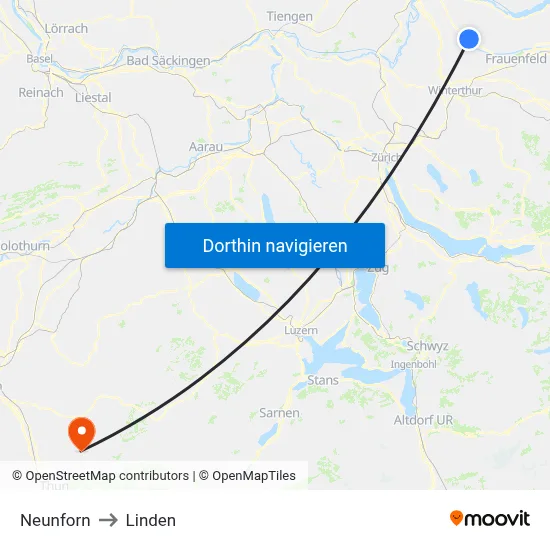Neunforn to Linden map