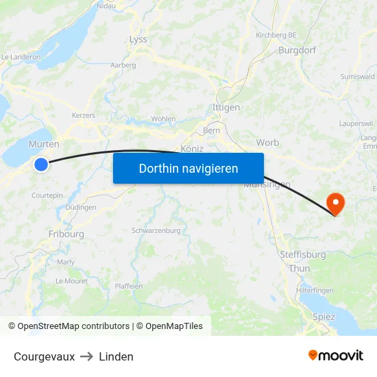 Courgevaux to Linden map
