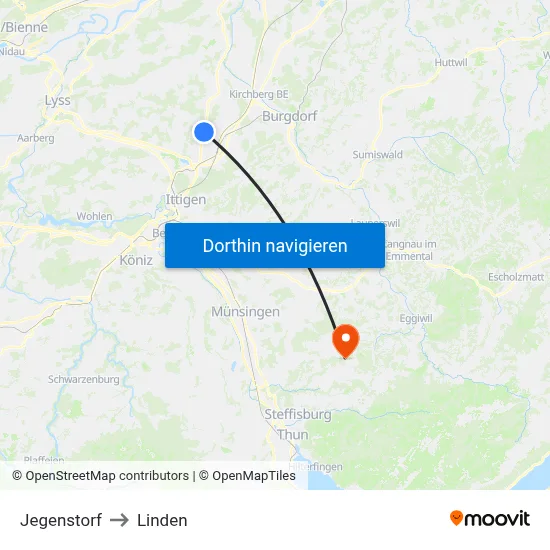 Jegenstorf to Linden map