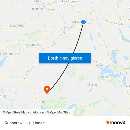 Rupperswil to Linden map