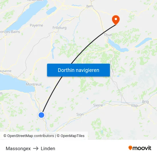 Massongex to Linden map