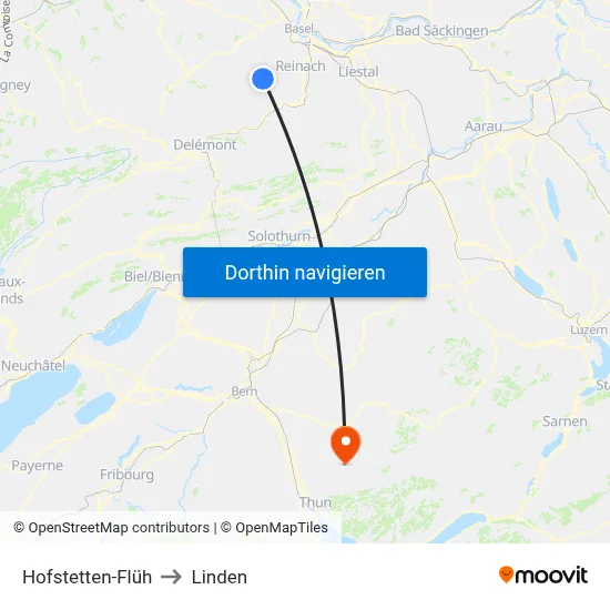 Hofstetten-Flüh to Linden map