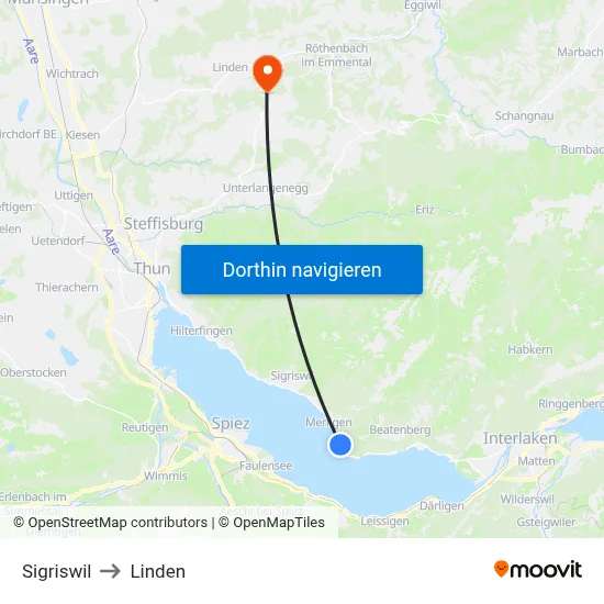 Sigriswil to Linden map