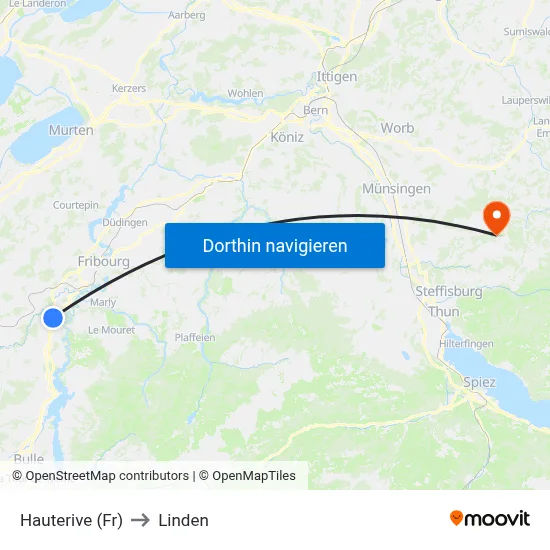 Hauterive (Fr) to Linden map