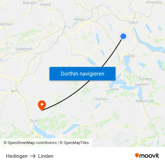 Hedingen to Linden map