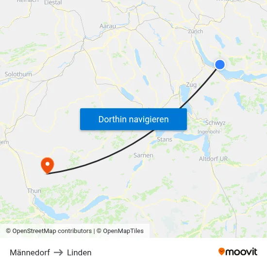 Männedorf to Linden map