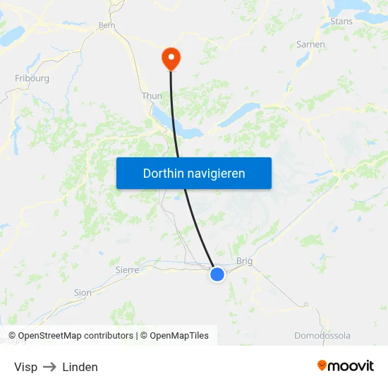 Visp to Linden map