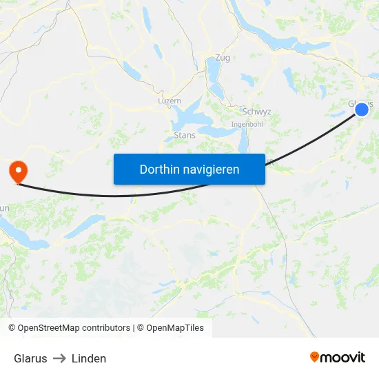 Glarus to Linden map