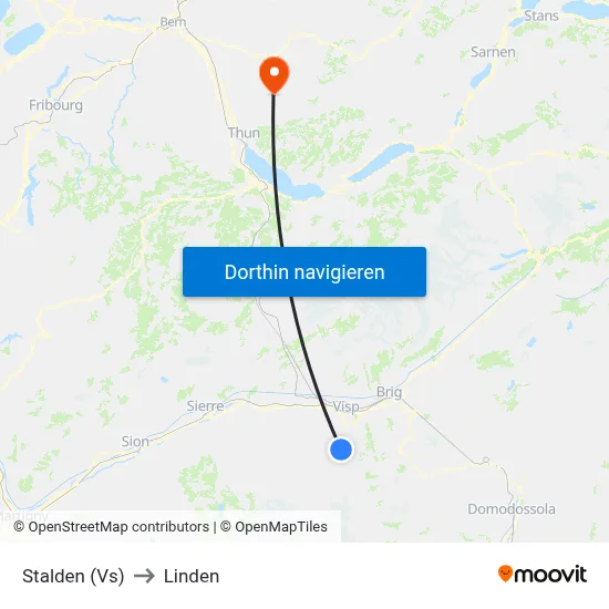 Stalden (Vs) to Linden map